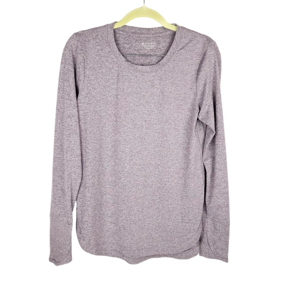 Athleta Uptempo Sky Purple Long Sleeve Stretch Side Slit Thumb Hole Top Sz Small
